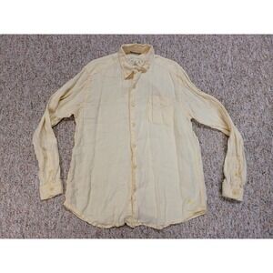 Tommy Bahama Relax Shirt Mens Large Yellow‎ 100% Linen Button Front Casual Beach